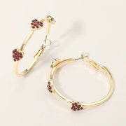 Gold Dipped Rhinestone Pave Heart Charm Around Hoop Earrings