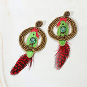 Embroidery Parrot Earrings