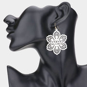 MAMA Message Colored Brass Metal Flower Dangle Earrings