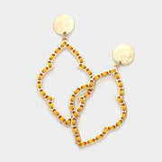 Stitch Cutout Metal Quatrefoil Drop Earrings