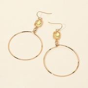 Faceted Square Stone Accent Hoop Drop Dangle Earrings
