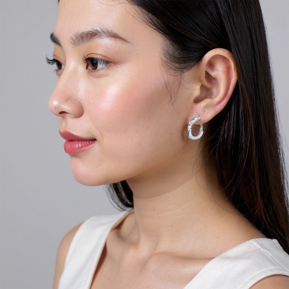 White Gold Dipped Pearl Beads Small Hoop Earrings