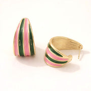 14K Gold Dipped Curved Enamel Hoop Earrings