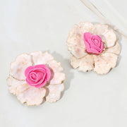 Bold Floral Rose Accent Statement Earrings