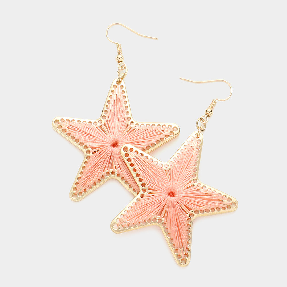 Thread Wrapped Star Dangle Earrings