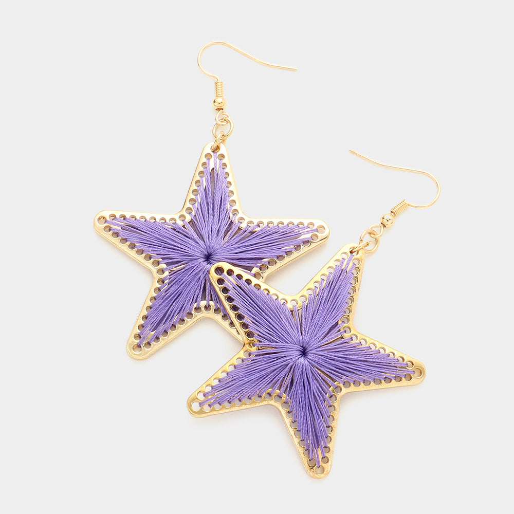 Thread Wrapped Star Dangle Earrings