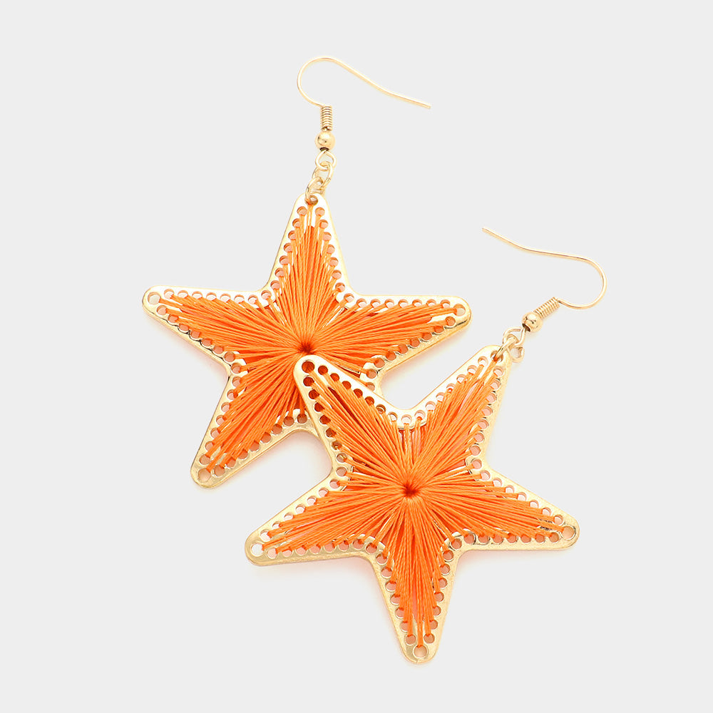 Thread Wrapped Star Dangle Earrings