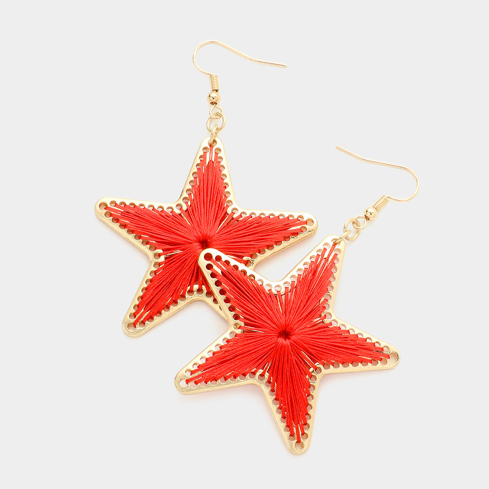 Thread Wrapped Star Dangle Earrings
