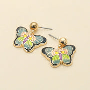 Enamel Butterfly Detailed Dangle Earrings