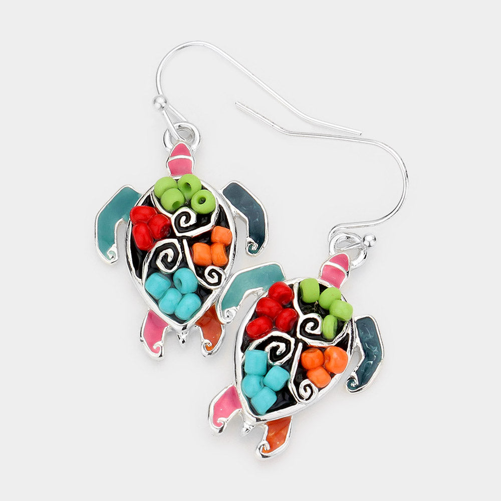 Beaded turtle earrings