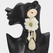 Oversized Bold Floral Resin Drop Statement Earrings