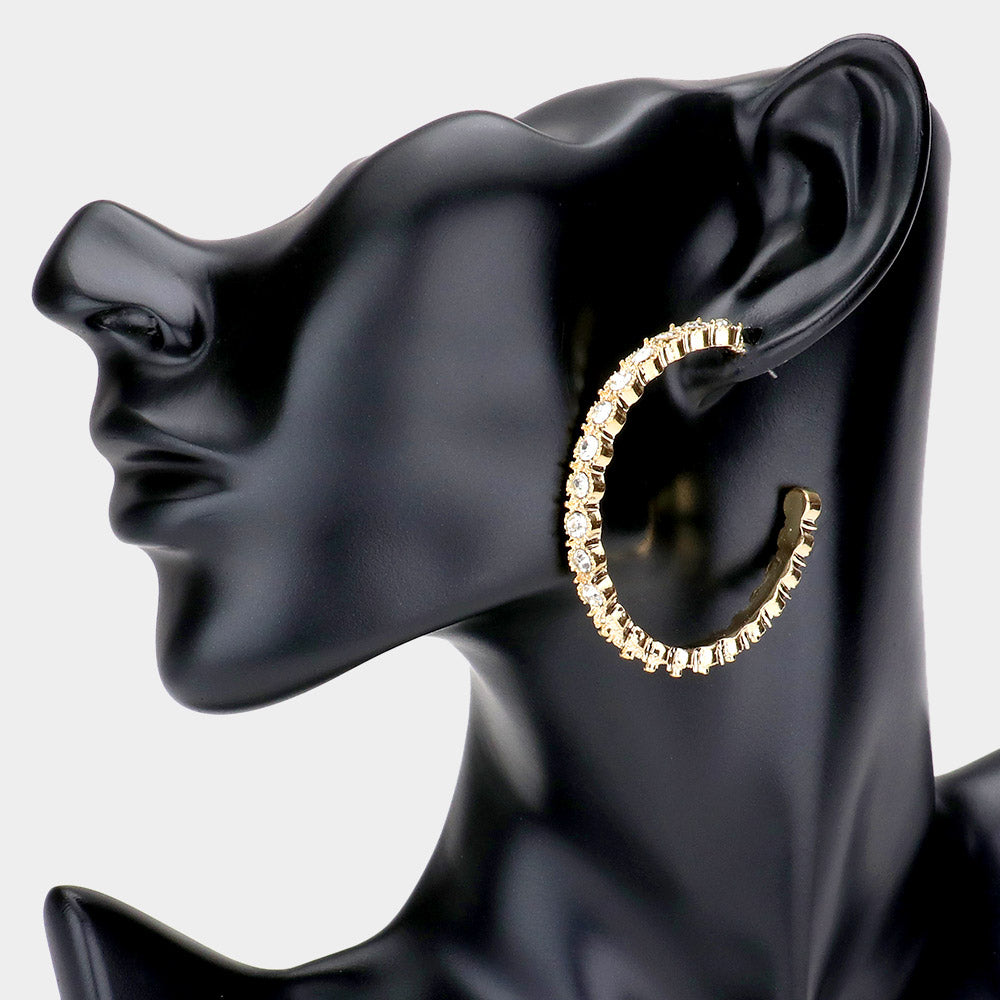 Stone Embellished Half Hoop Earrings