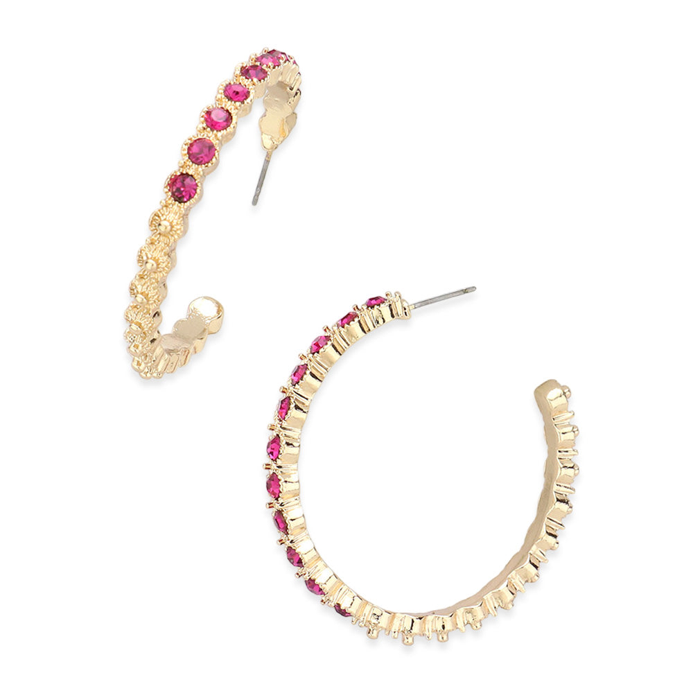 Stone Embellished Half Hoop Earrings
