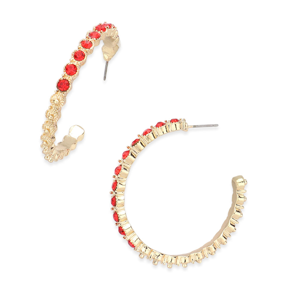 Stone Embellished Half Hoop Earrings