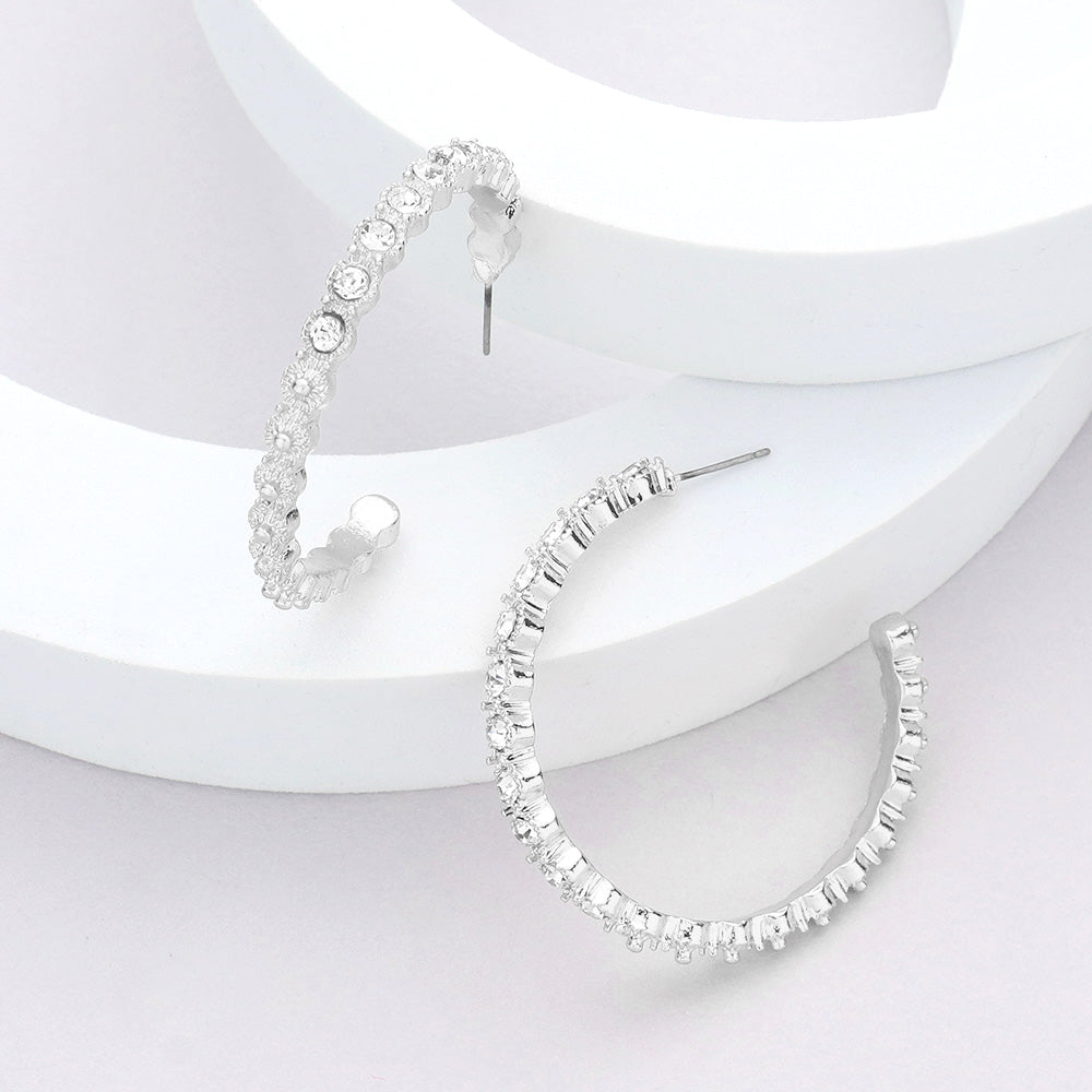 Stone Embellished Half Hoop Earrings