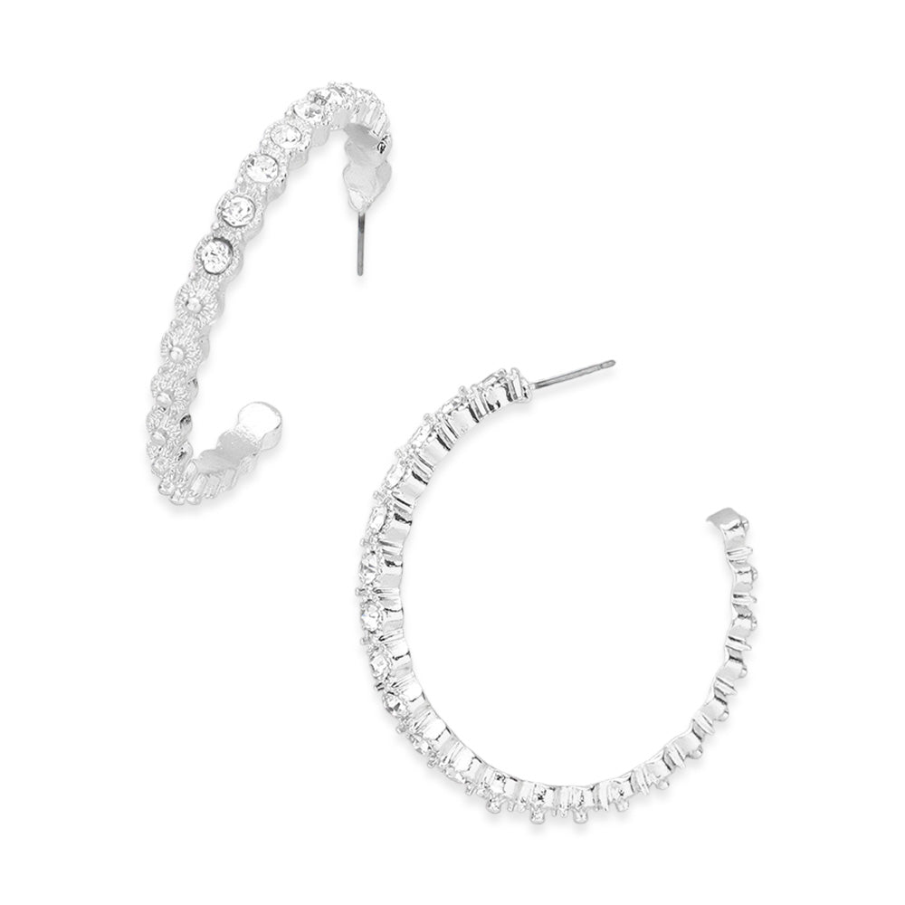 Stone Embellished Half Hoop Earrings