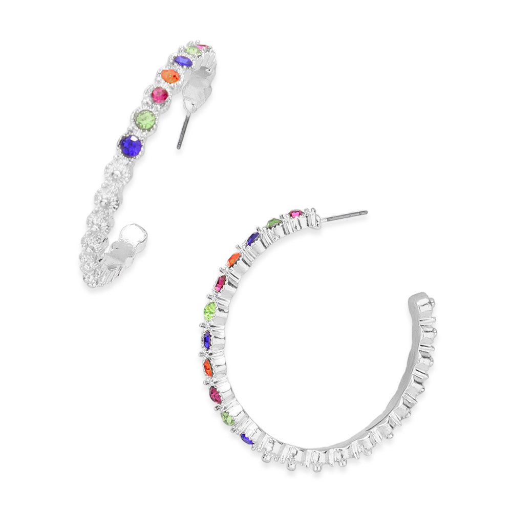 Stone Embellished Half Hoop Earrings