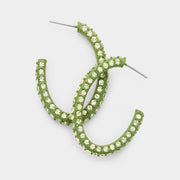 Resin Colorful Rhinestone Pave Hoop Earrings