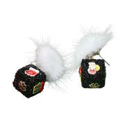 Pom Pom Glittered Christmas Dice Dangle Earrings