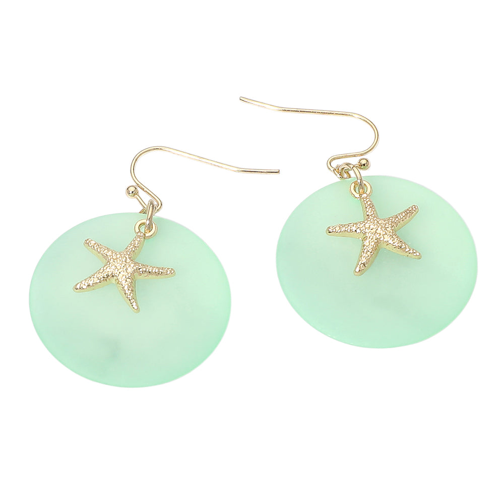 Starfish Charm Disc Layered Drop Earrings