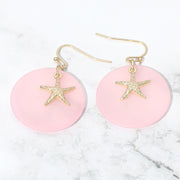 Starfish Charm Disc Layered Drop Earrings