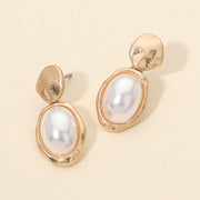 Faceted Oval Pearl Drop Earrings