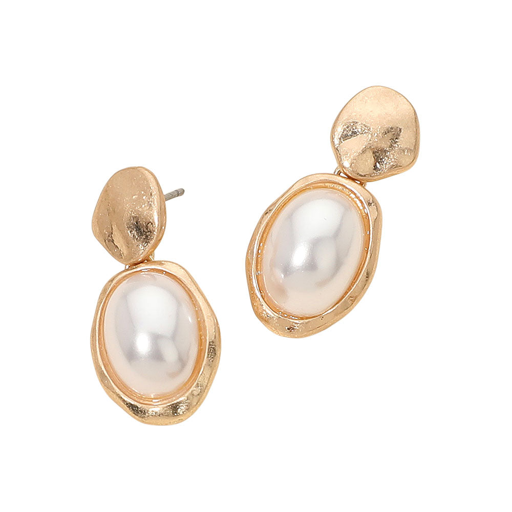 Faceted Oval Pearl Drop Earrings