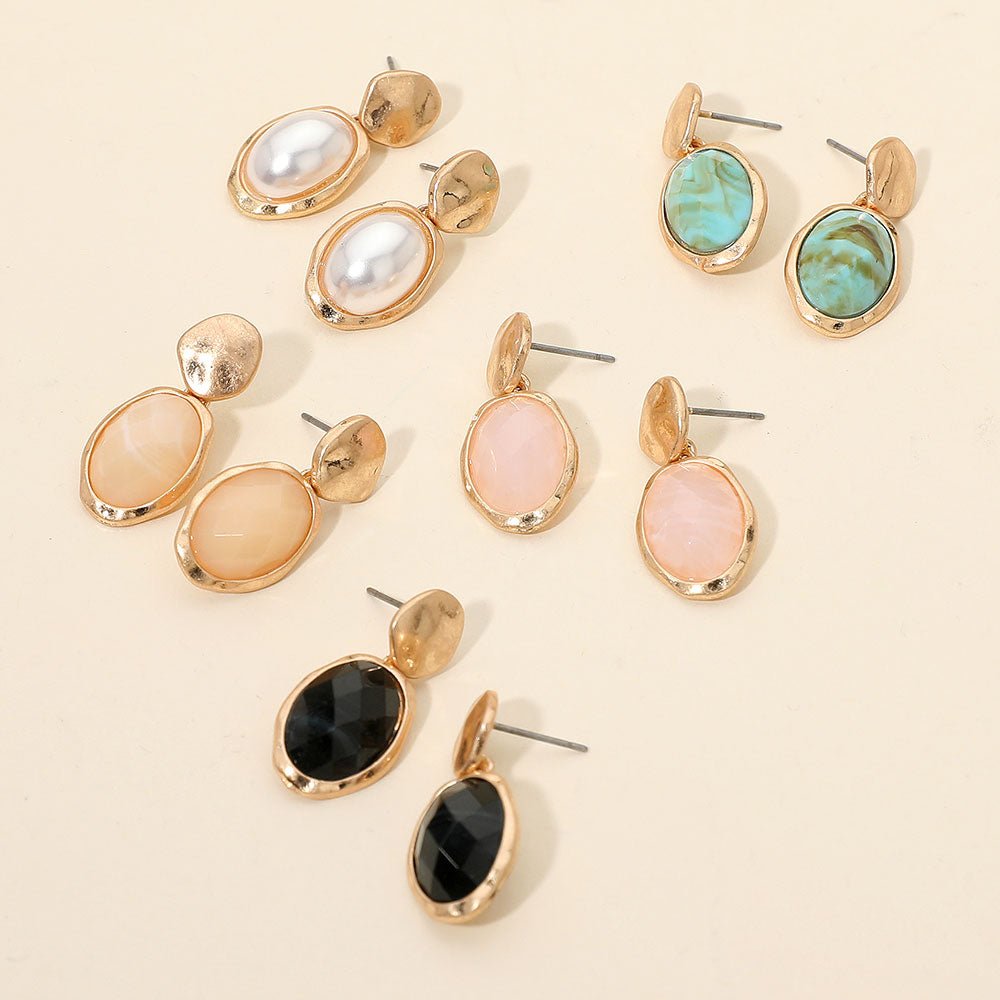 Faceted Oval Pearl Drop Earrings