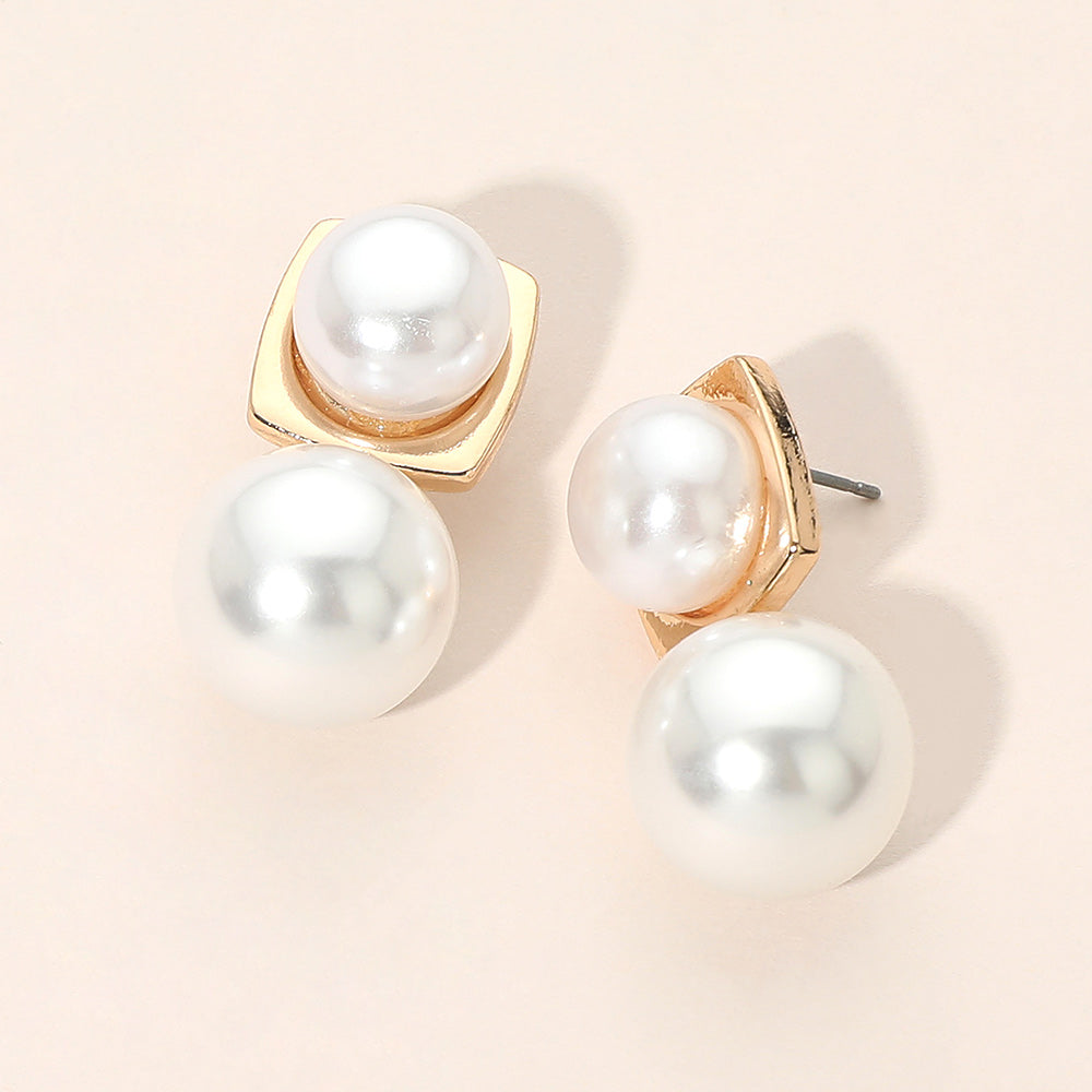 Double Pearl Drop Earrings