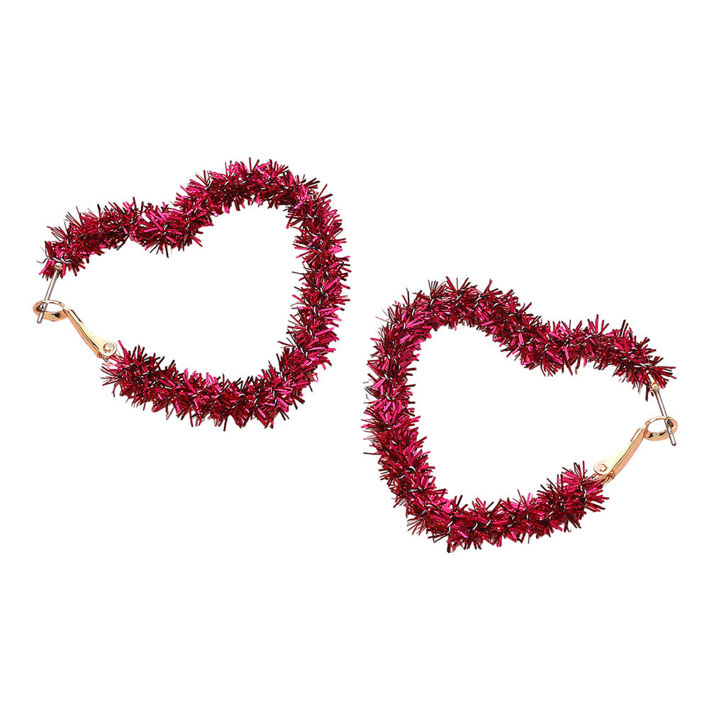 Tinsel Heart Hoop Earrings