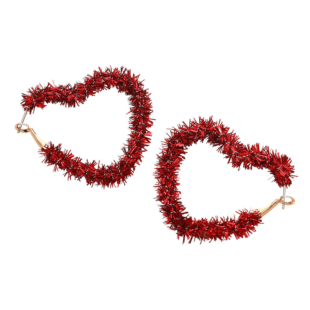 Tinsel Heart Hoop Earrings