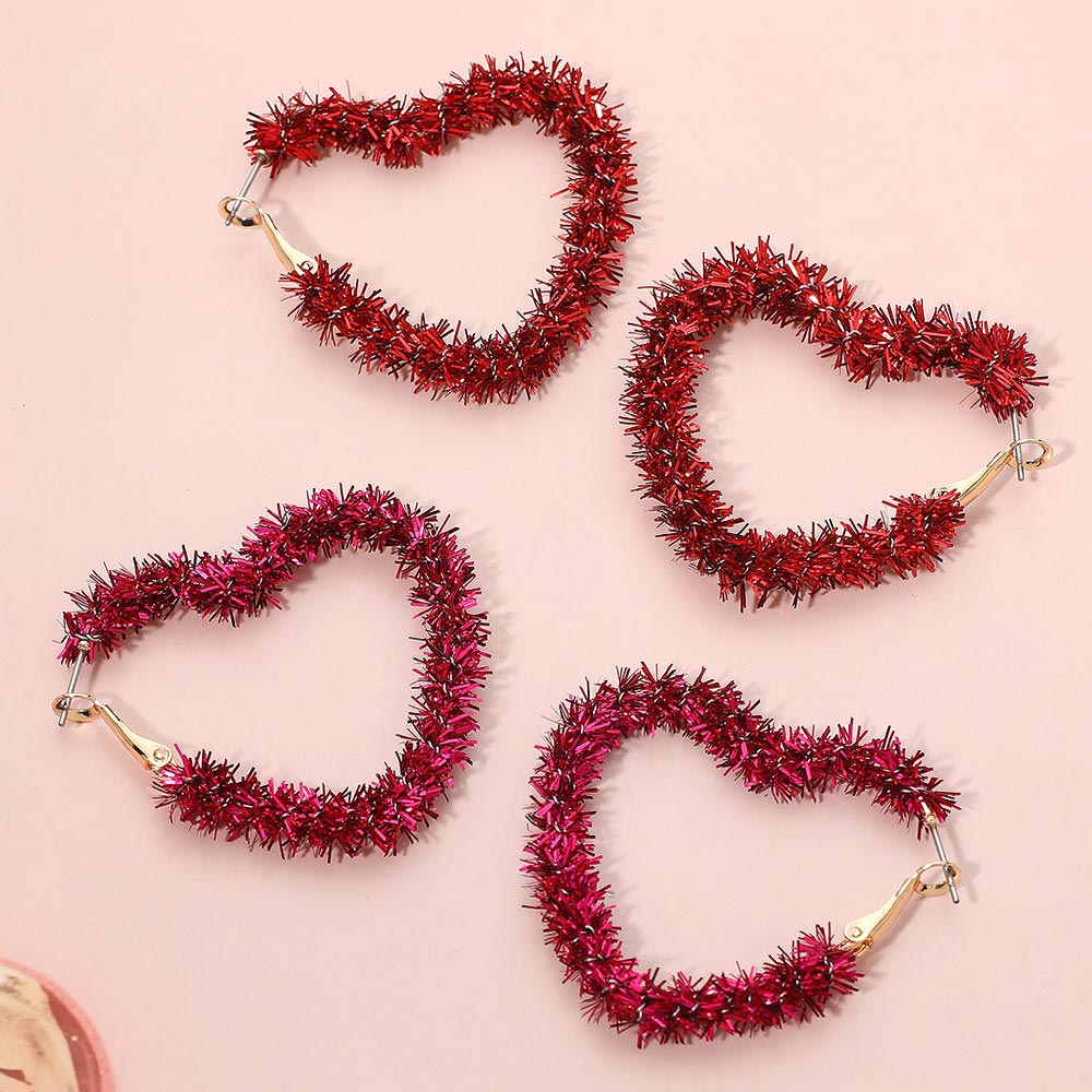 Tinsel Heart Hoop Earrings