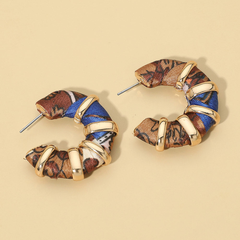 Chunky Fabric Wrapped Hoop Earrings