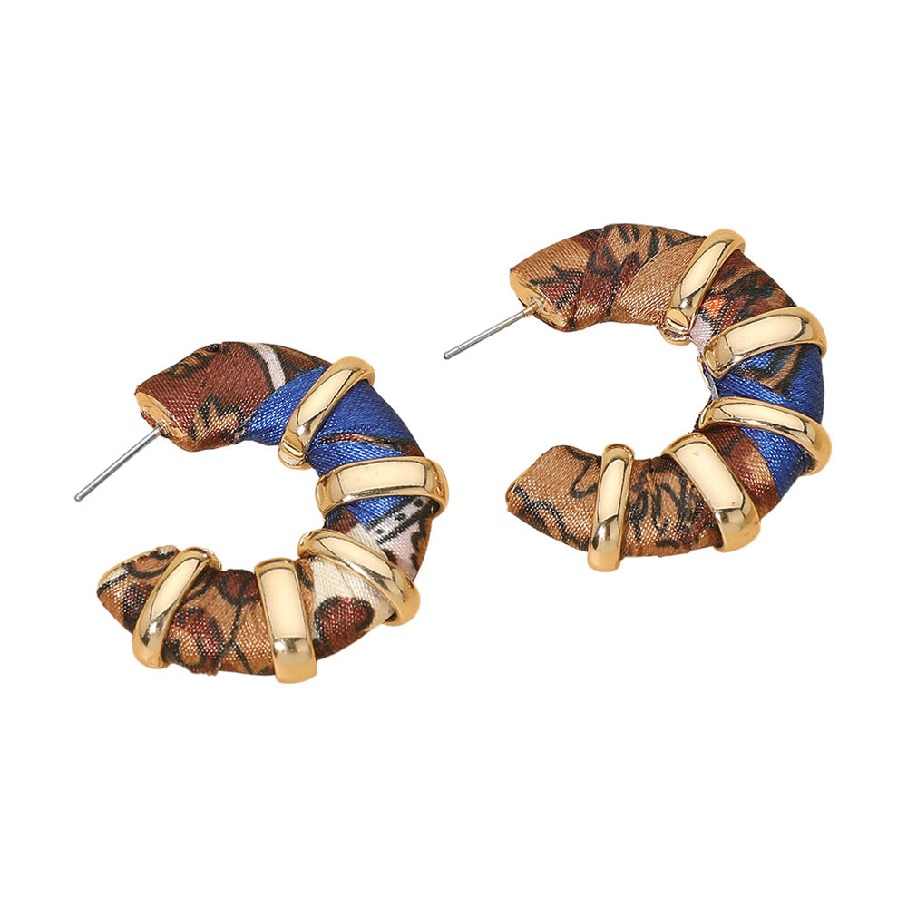 Chunky Fabric Wrapped Hoop Earrings