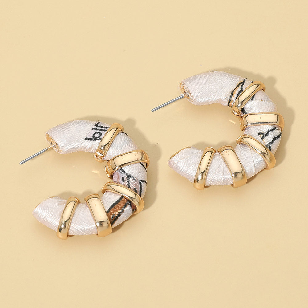 Chunky Fabric Wrapped Hoop Earrings
