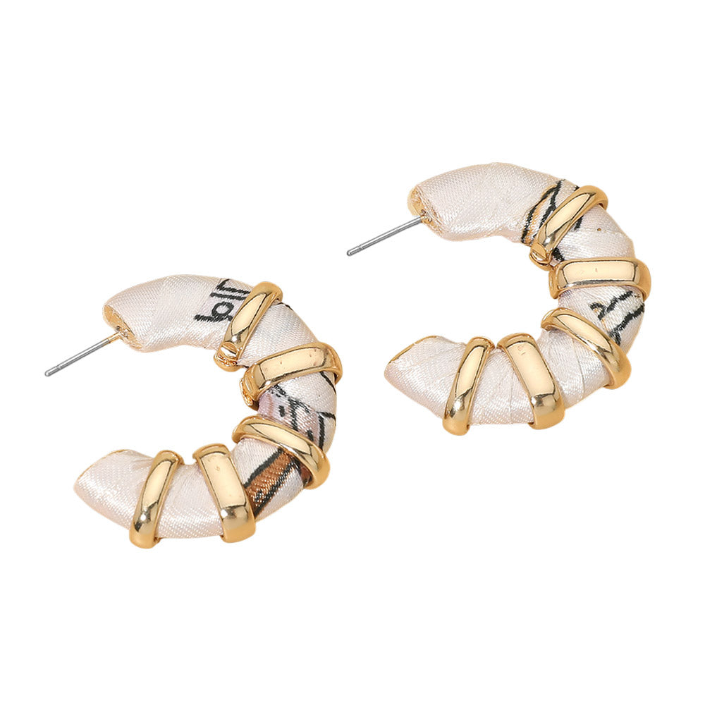 Chunky Fabric Wrapped Hoop Earrings