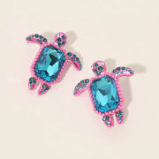 Rhinestone Accent Sea Turtle Earrings