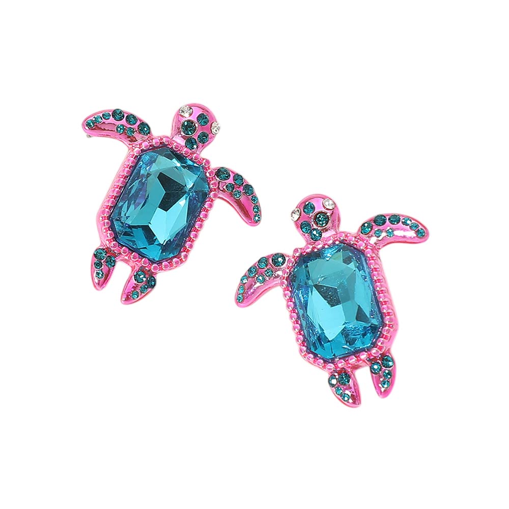Rhinestone Accent Sea Turtle Earrings