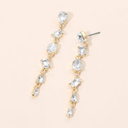 Mixed Shape Stone Cluster Link Linear Drop Earrings