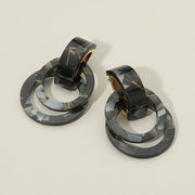 Geometric Resin Double Circle Drop Statement Earrings