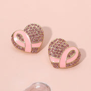 Pink Ribbon Heart Breast Cancer Awareness Heart Earrings