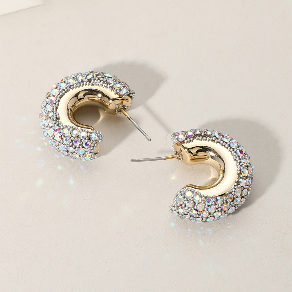 Bling Studded Hoop Earrings