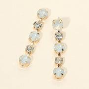 Gold Dipped Round Stone Cluster Link Drop Earrings
