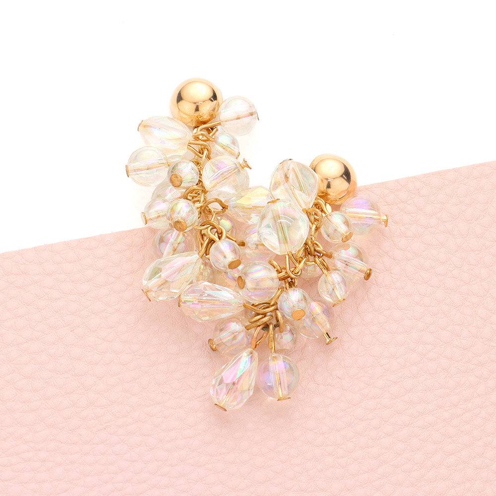 Lucite Ball Cluster Vine Dangle Earrings