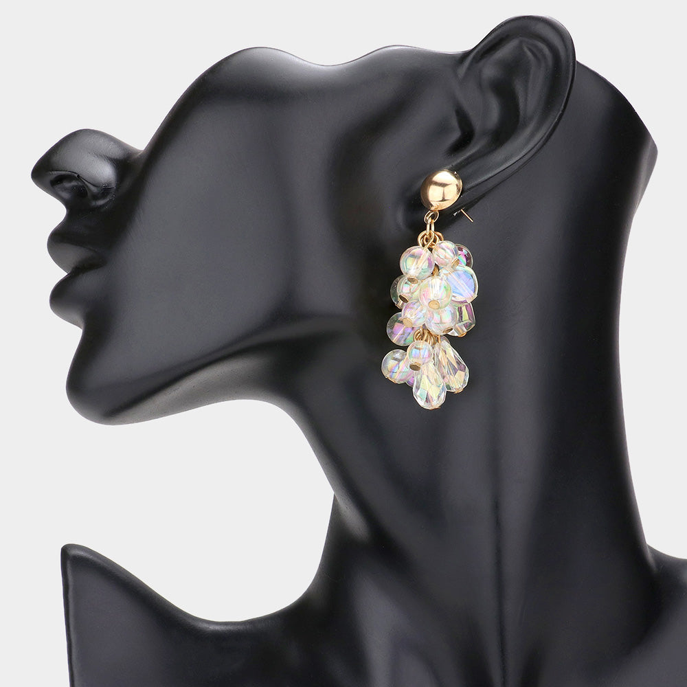Lucite Ball Cluster Vine Dangle Earrings