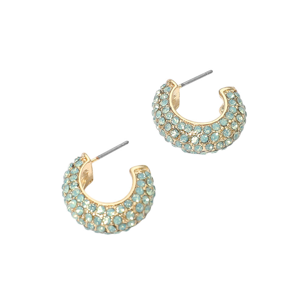 Stone Pave Hoop Earrings