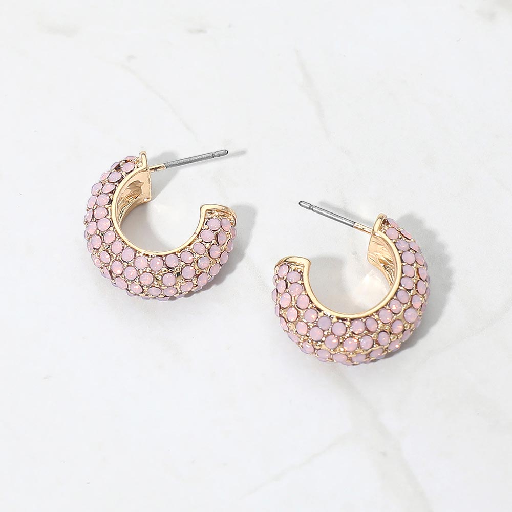 Stone Pave Hoop Earrings