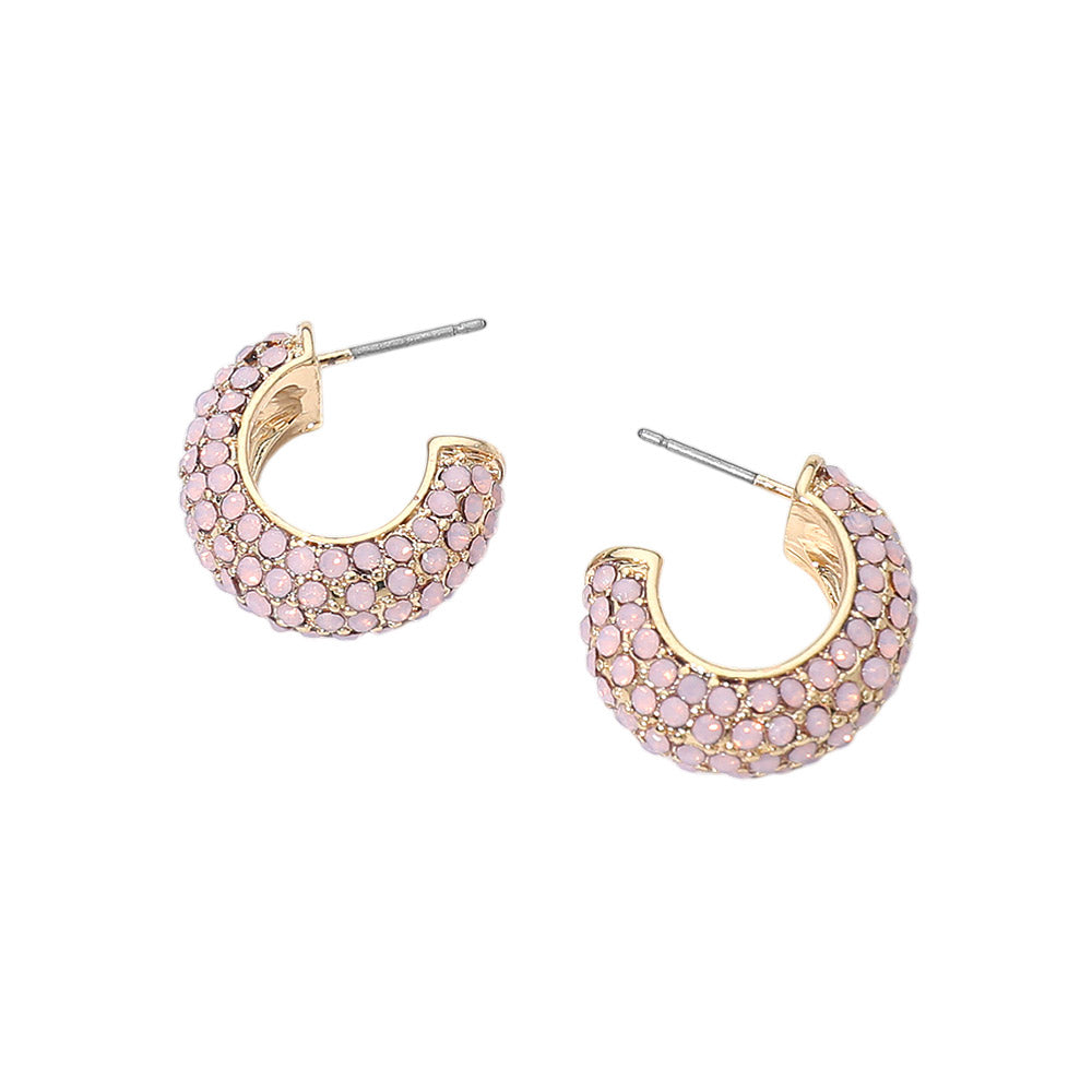 Stone Pave Hoop Earrings
