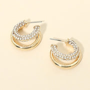 Rhinestone Embellished Split Metal Hoop Earrings