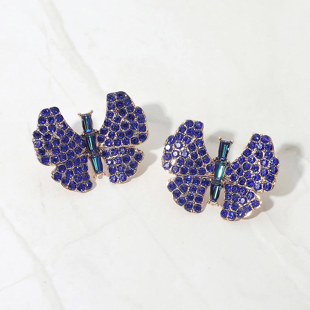 Rhinestone Studded Butterfly Statement Earrings